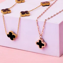 SALTY Set Of 2 Stones-Studded Minimal Necklace With Pendant-54