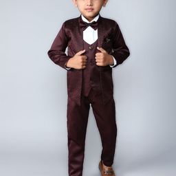 FOURFOLDS Boys Mandarin Collar 3-Piece Suit-image-78