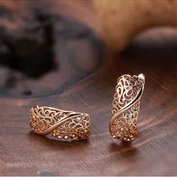 Shining Diva Fashion Rose Gold Plated Contemporary Hoop Earrings-image-52
