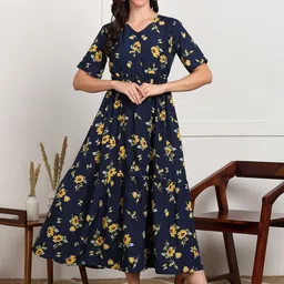 Murcia Women Floral Print A-Line Maxi Dress-image-82