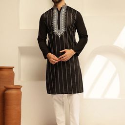 SOJANYA Men Embroidered Regular Thread Work Kurta with Pyjamas-picture-16
