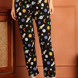 ETC Women Space Printed Cotton Lounge Pants-image-18