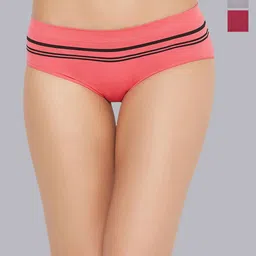 DressBerry Women Seamless Pack Of 3 Striped Basic Briefs-image-74