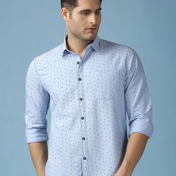 SNX Micro Ditsy Printed Spread Collar Tailored Fit Casual Shirt-image-27