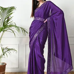 Pionex Patchwork Poly Chiffon Mysore Silk Saree-33