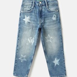 United Colors of Benetton Girls Mid-Rise Mom Fit Heavy Fade Printed Jeans-picture-45