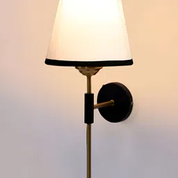 Devansh White & Black Metal Traditional Cylinder Shaped Wall Lamp-image-67