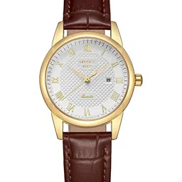 KENNETH SCOTT Women Embellished Dial & Leather Textured Straps Analogue Watch K23530-GLDI-27