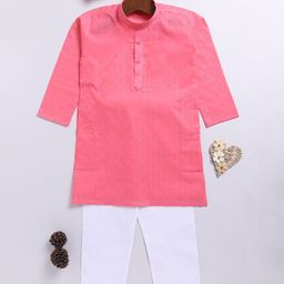 JBN Creation Boys Textured Mandarin Collar Straight Kurta With Trouser-38