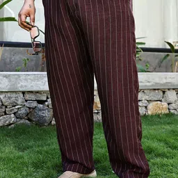 Instafab Plus Men Striped Relaxed Trousers-image-63