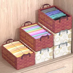 Kuber Industries Maroon 6 Pieces Foldable Drawer Organisers-41