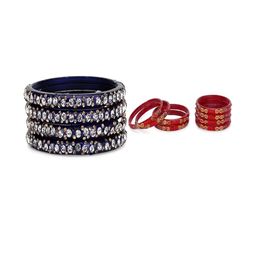 SOMIL Set Of 12 Glass Artificial Stones and Beads Bangles-image-23