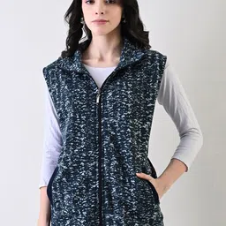 BAESD Women Geometric Fleece Lightweight Open Front Jacket with Embroidered-15