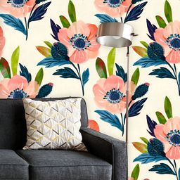 ArtzFolio Cream Colored & Peach Colored Printed UV Resistant Wallpaper-picture-10