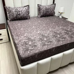 Pure Decor Royal Majestic Purple Printed Cotton 240 TC King Bedsheet Set 2.74m x 2.74m-4