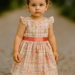 TotzTouch Kids-Girls Pink BLENDED Fit and Flare Dresses-picture-26