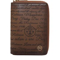 Da Milano Men Typography Printed Zip Detail Leather Card Holder-47
