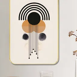 Myntra Elegant Homes Off White & Black Geometric Printed Wall Art-11
