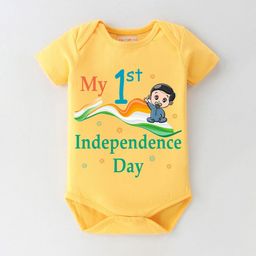 BLUSHES Infants Independence Day Theme Printed Pure Cotton Half Sleeve Bodysuit-image-73