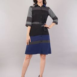 Moda Rapido Colourblocked Fit & Flare Dress-image-87