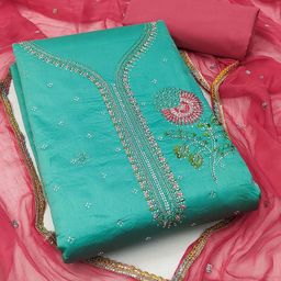 HERE&NOW Floral Embroidered Stone Work Unstitched Dress Material-image-52