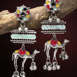 Moedbuille Silver-Plated Animal Shaped Oxidised Drop Earrings-99