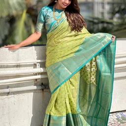all about you Floral Zari Pure Silk Kanjeevaram Saree-image-91