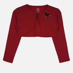 KiddoPanti Girls Embellished Crop Button Shrug-37