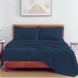 LANE LINEN Navy Blue 144 TC King Bedsheet with 2 Pillow Covers-picture-57