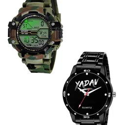 TARIDO Men Printed Dial & Bracelet Style Straps Analogue Watch Tarido KD001_yadav watch black chain_Combo-picture-35