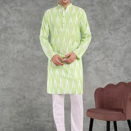SKAVIJ Men Printed Regular Pure Cotton Kurta with Pyjamas-picture-19