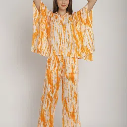 Blissence Women Tie and Dye Printed Kaftan Night suit-image-19