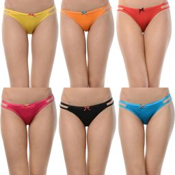 Pack of 6 Panty Women Bikini Yellow, Orange, Red, Pink, Black, Blue Panty-image-31