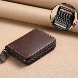Men & Women Brown Genuine Leather RFID Card Holder-image-54