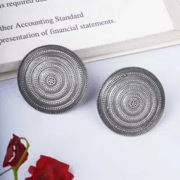 Adwitiya Collection Silver-Plated Classic Shaped Studs-image-77