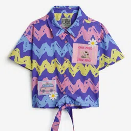 The Souled Store Girls Print Cotton Shirt Style Crop Top-image-20