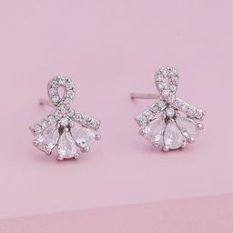 Kushal's Fashion Jewellery Rhodium-Plated Party Trendy Zircon Classic Studs Earrings-picture-12