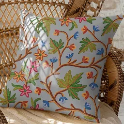 CASABLEU Grey & Green 2 Pieces Ethnic Motifs Square Cushion Covers-3