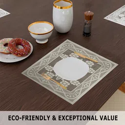 Kuber Industries Set Of 3 Cream-Coloured Cotton Square Plain Net Placemats image 5