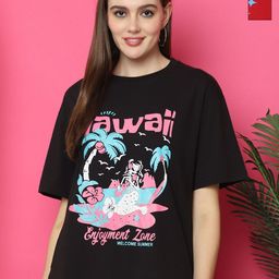 Tromko Women Pack of 2 Graphic Printed Round Neck Cotton Oversized T-shirts-picture-16