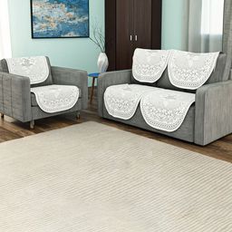 Kuber Industries Cream-Coloured Cotton Sofa Cover-93