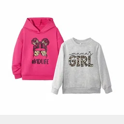 KEESOR Girls 2 Printed Hooded T-shirt-picture-1