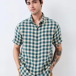 SPYKAR Men Spread Collar Checked Cotton Casual Shirt-image-29
