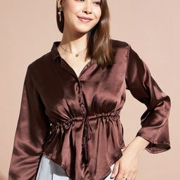 DressBerry Flared Sleeve Cinched Waist Crop Top-picture-11