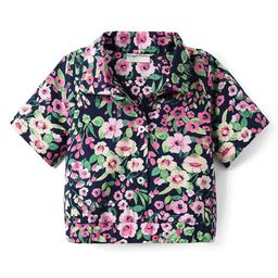 CrayonFlakes Girls Floral Print Spread Collar Cotton Crop Shirts-picture-32