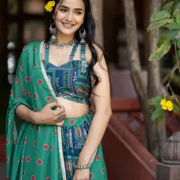 ASPORA Printed Semi-Stitched Lehenga & Unstitched Blouse With Dupatta image 4