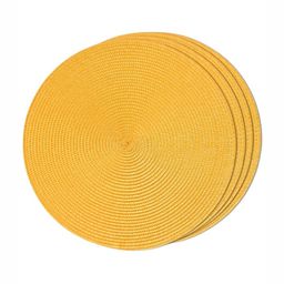 TIED RIBBONS 4Pcs Yellow Textured Round Table Placemats-12