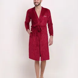 KLOTTHE Self Design Wool Bath Robe With Belt-picture-48