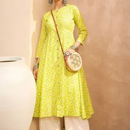 Shae by SASSAFRAS Floral Printed Pure Cotton A Line Kurta with Palazzos-image-37