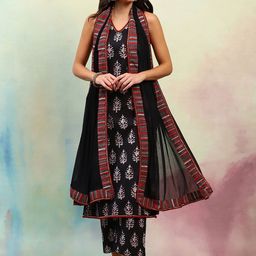 Khushal K Women Ethnic Motifs Printed Regular Pure Cotton Kurta with Palazzos & With Dupatta-picture-6